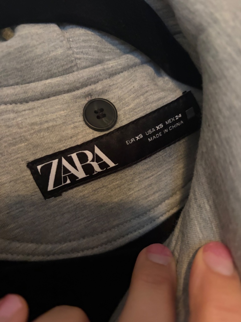 NWOT Zara Black Double-Breasted Cropped Peacoat with Integrated Hoodie - Picture 5 of 7
